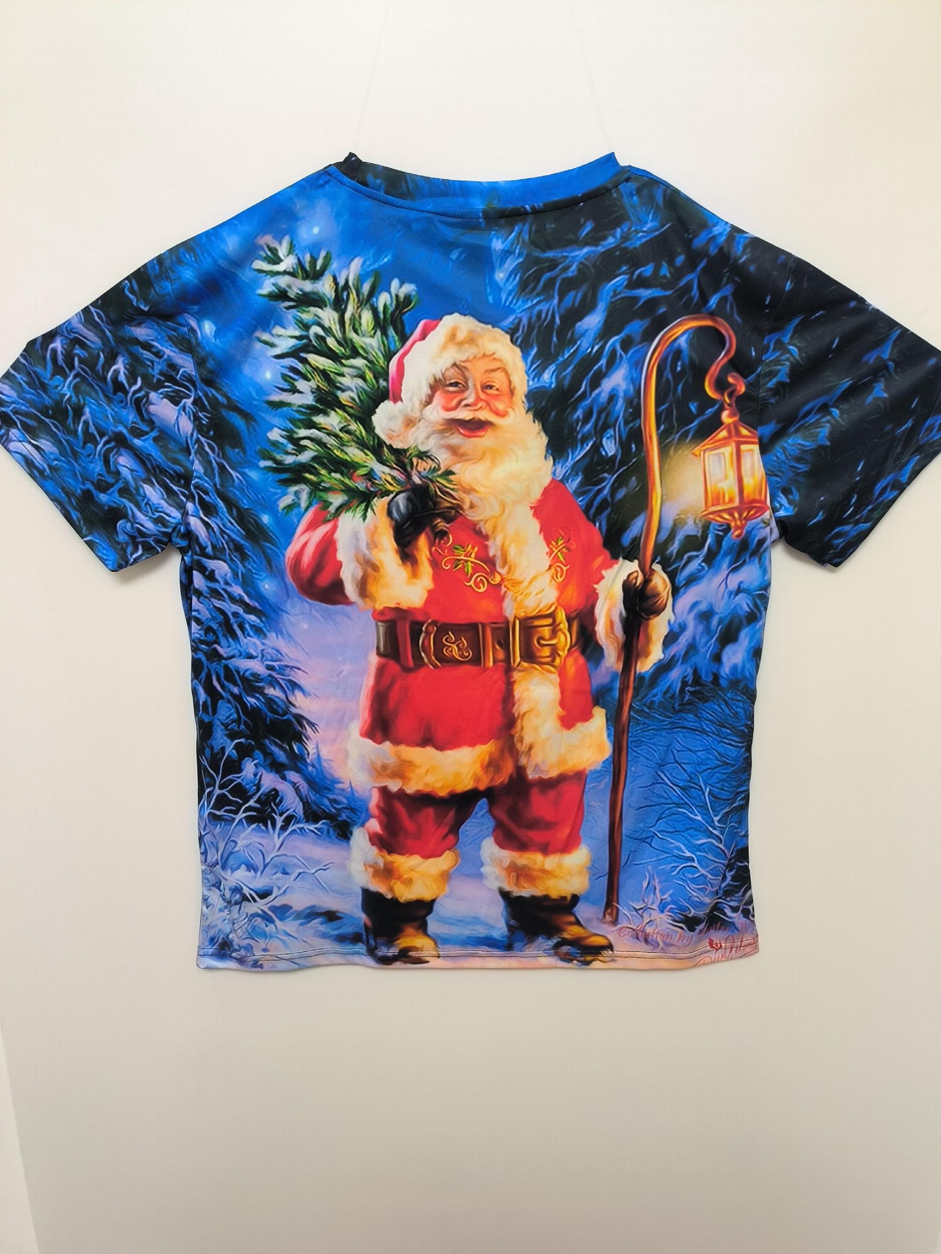 Christmas Santa Claus Print Men's Comfy Sports T shirt Graphic Tee