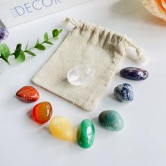8pcs Tumble Gemstones & Bag Crystal Set - Perfect Portable Daily Healing Crystal