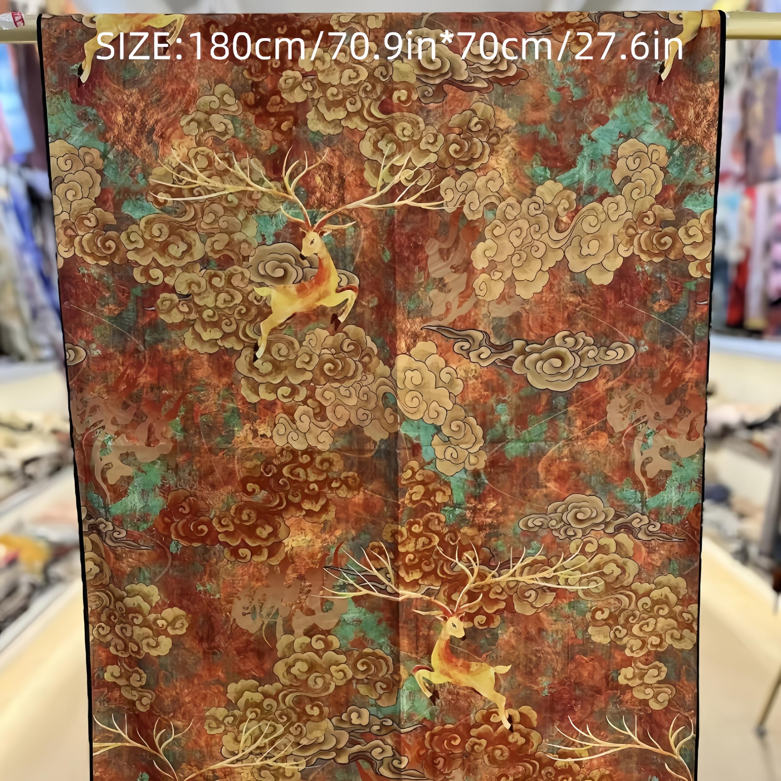 Shawl Scarf Auspicious Deer Cloud Pattern Two tone 180x70cm