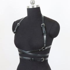 Gothic Cross PU Leather Harness Adjustable Corset Belt