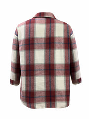 Plaid Print Long Sleeve Button Up Blouse