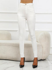 High Waist Slim Fit Pants with Pockets