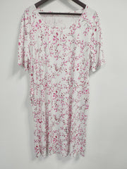  Floral Print Short Sleeve Smock Dress With Pockets