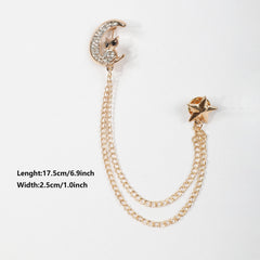 Men's Business Moon Owl Tassel Star Suit Brooch Scarf Pin
