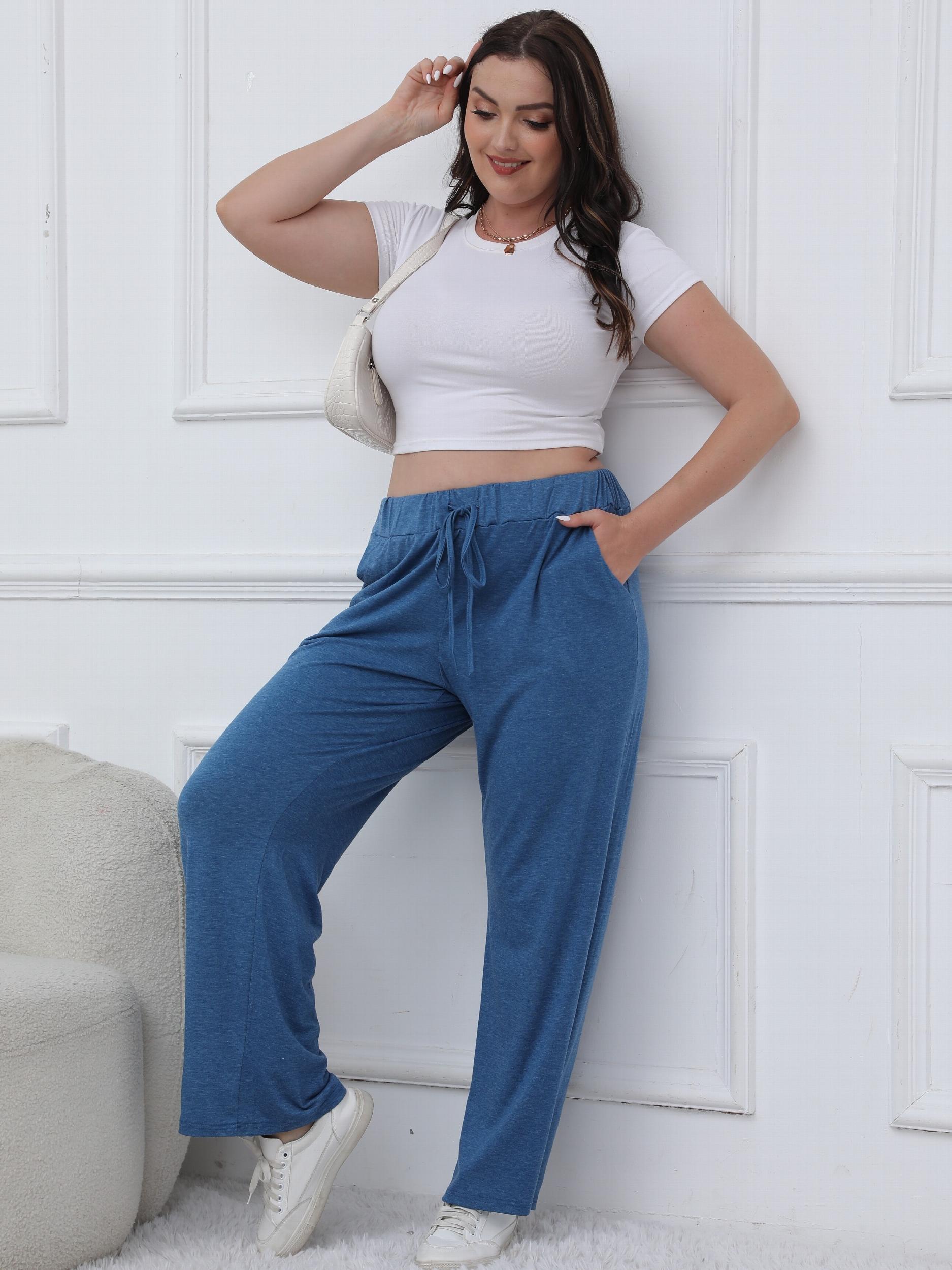  Sports Pants Women's Plus Drawstring Stretch Loose Fit Pants