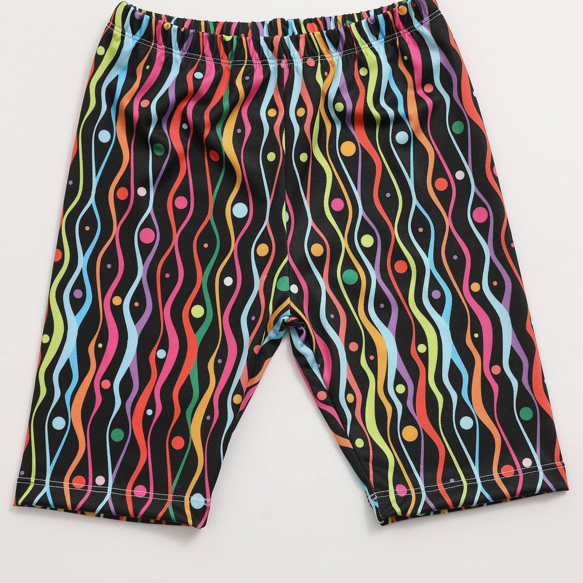 Toddler Girls Wavy Pattern Dance Shorts Breathable Stretchy Safety