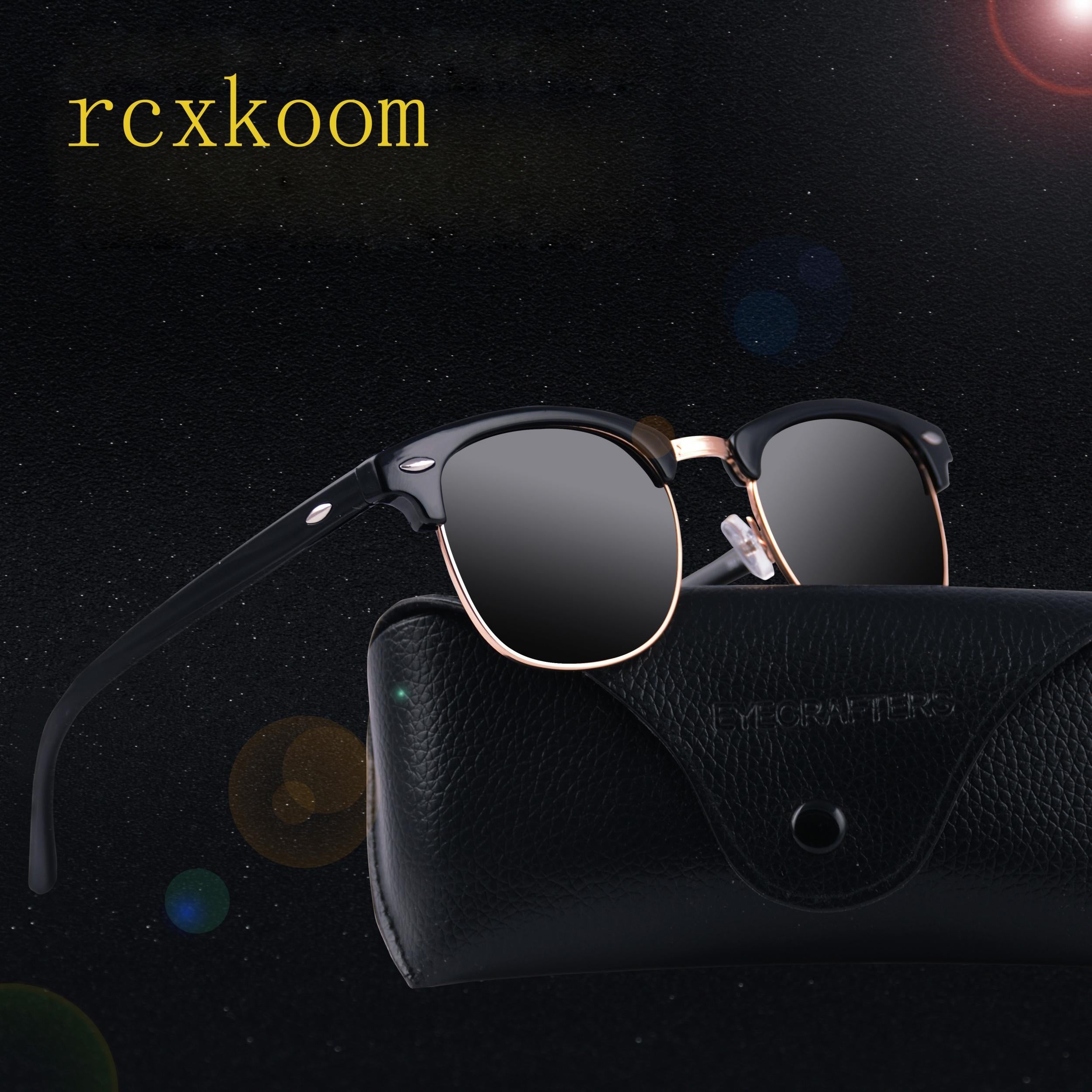 Classic Half Frame Semi Rimless Mens Sunglasses Polarized Retro Mirrored UV400