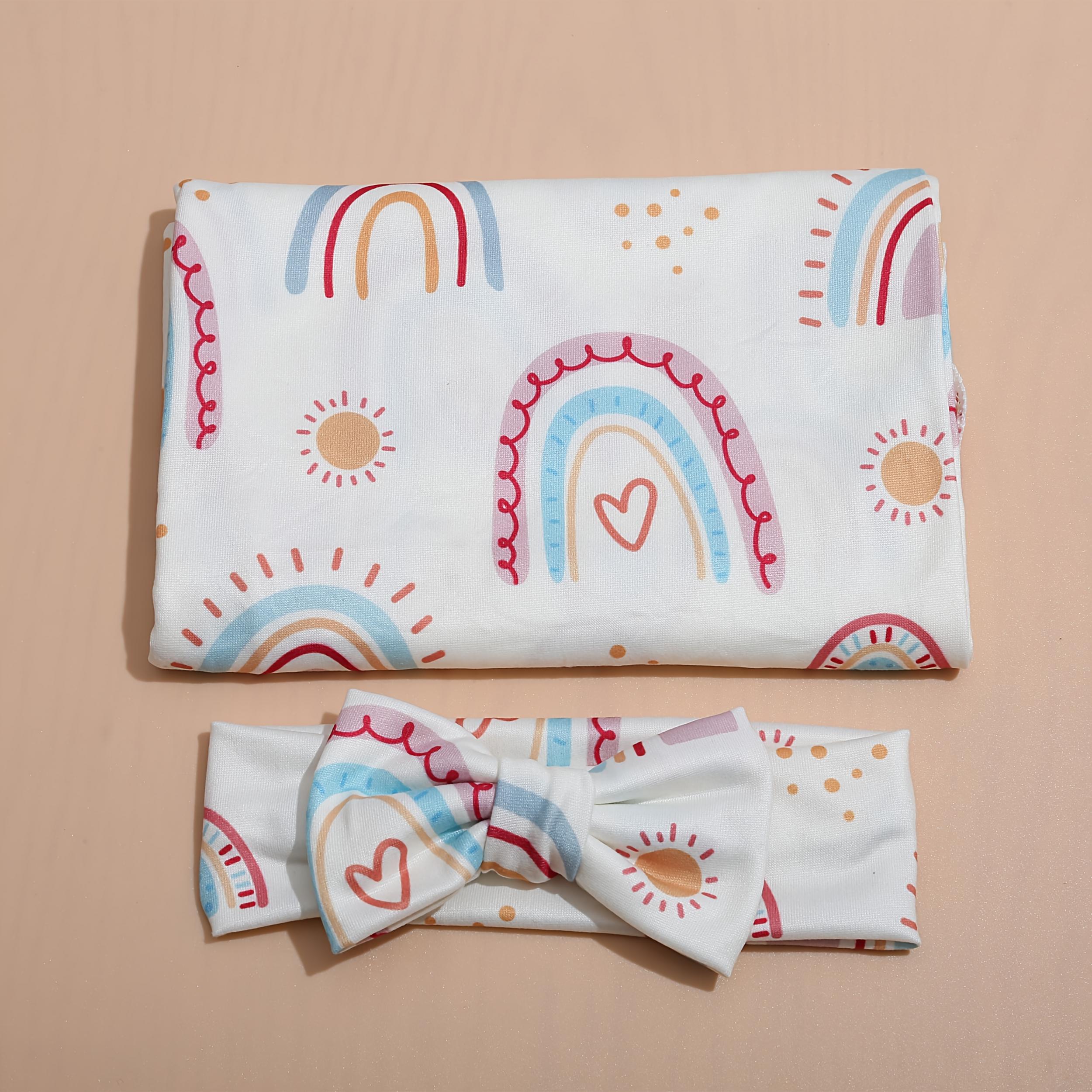 Baby Girl Newborn Receiving Blanket with Headband Set Baby Swaddle