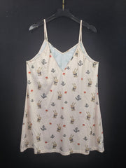  Rabbit & Mushroom Print V Neck Cami Nightdress
