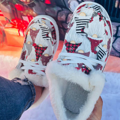 Women's Christmas Red Hat & Dwarf Cartoon Pattern Non slip Round Toe Sneakers