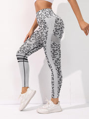 Leopard Pattern Yoga Leggings High Rise Stretchy Workout Pants