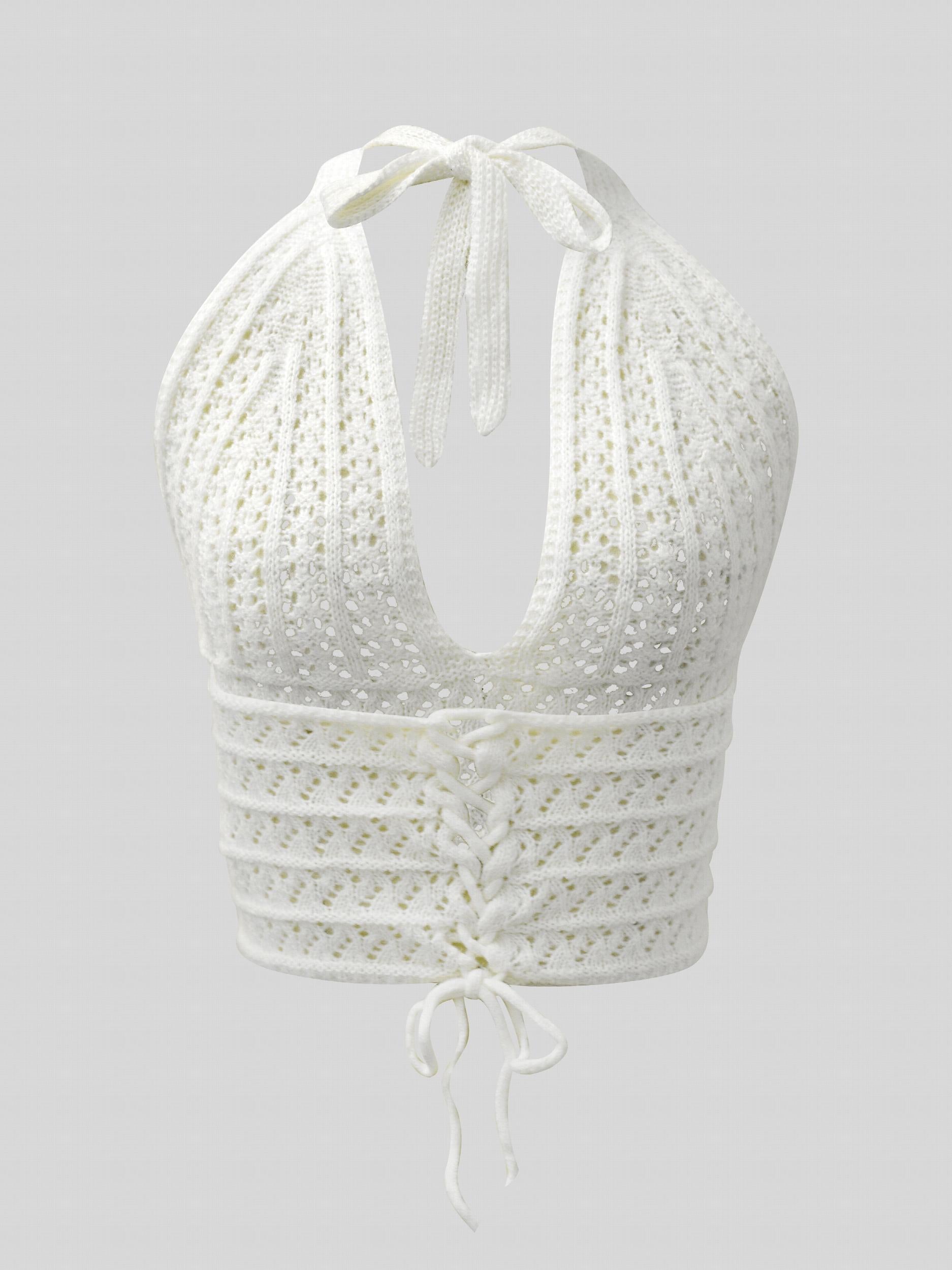Y2K Crop Sweater Bralette Halter Neck Casual Sweater Women