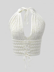 Y2K Crop Sweater Bralette Halter Neck Casual Sweater Women