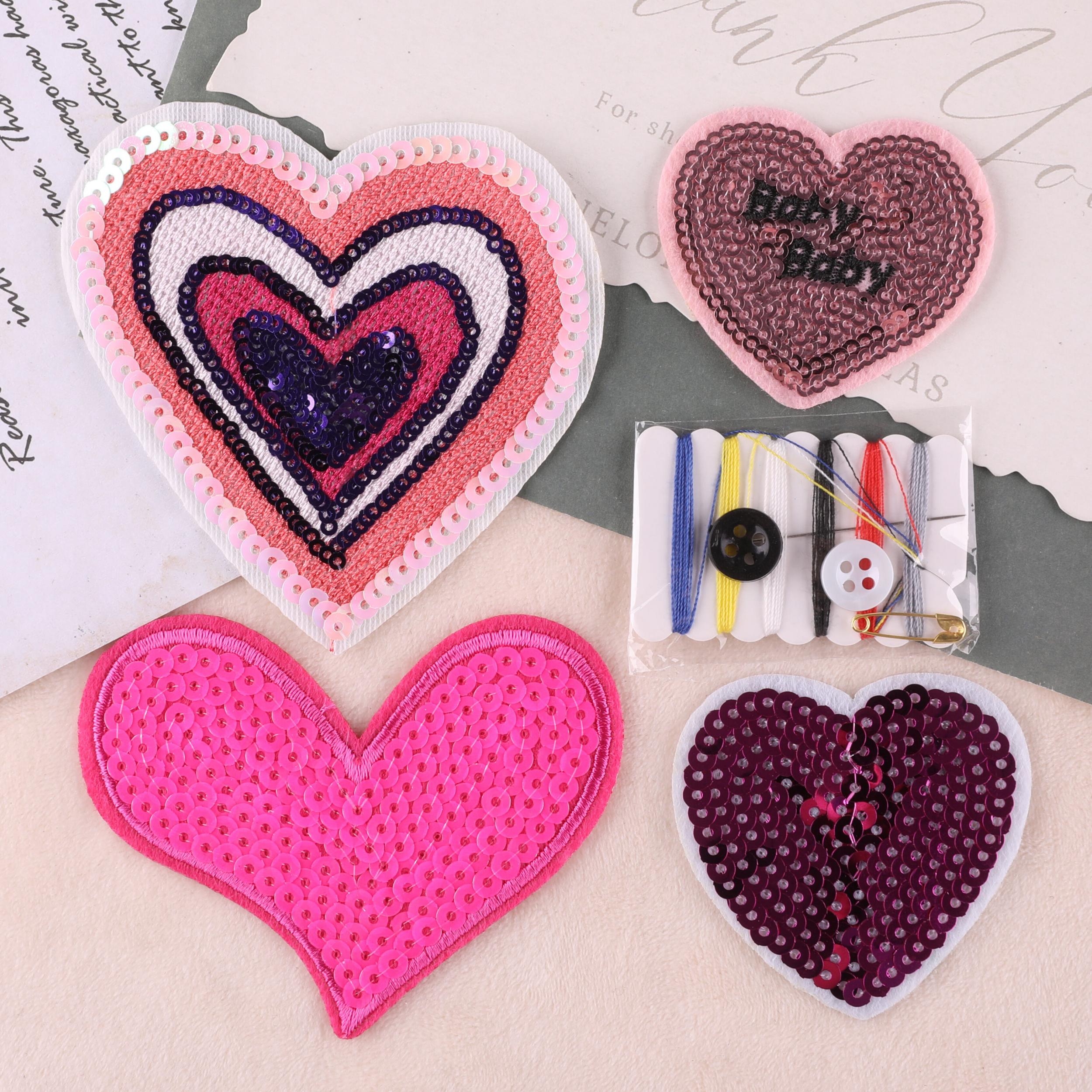 5pcs Love Mixed Sequins Patches For Girls Clothing DIY Iron on Style Stickers
