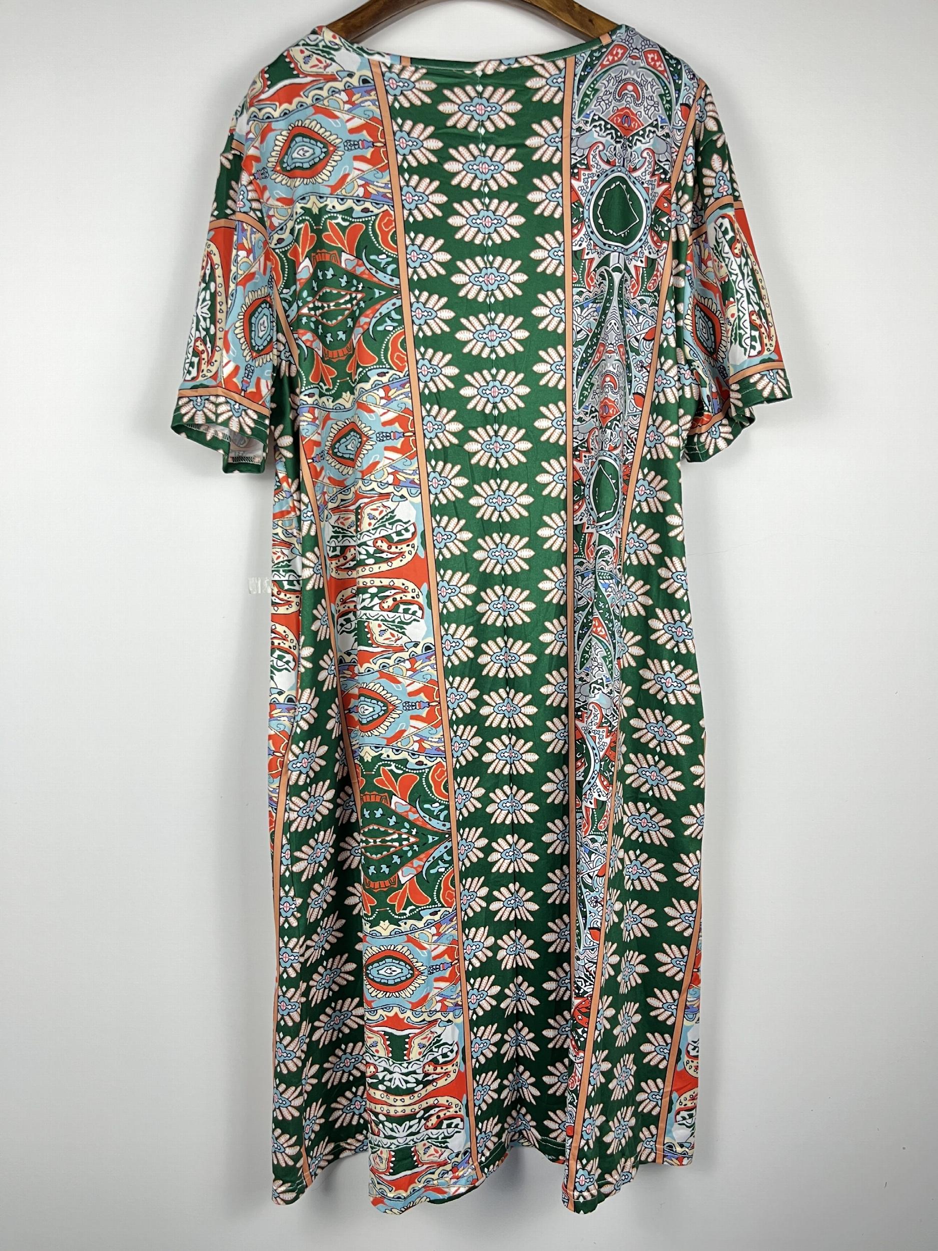  Floral Print Short Sleeve Ruched Dress With Pockets