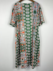  Floral Print Short Sleeve Ruched Dress With Pockets