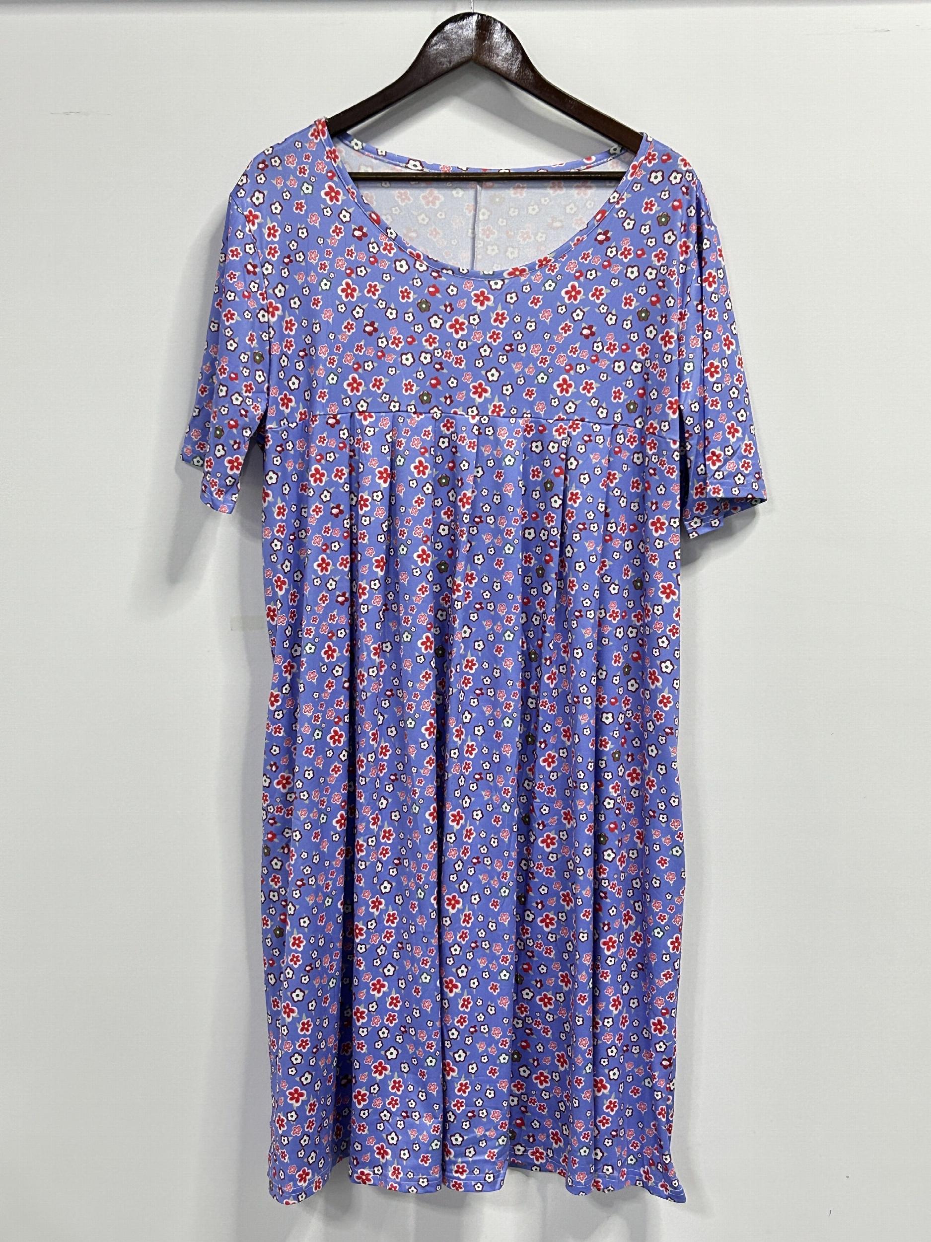  Women's Floral Print Pleated Dress