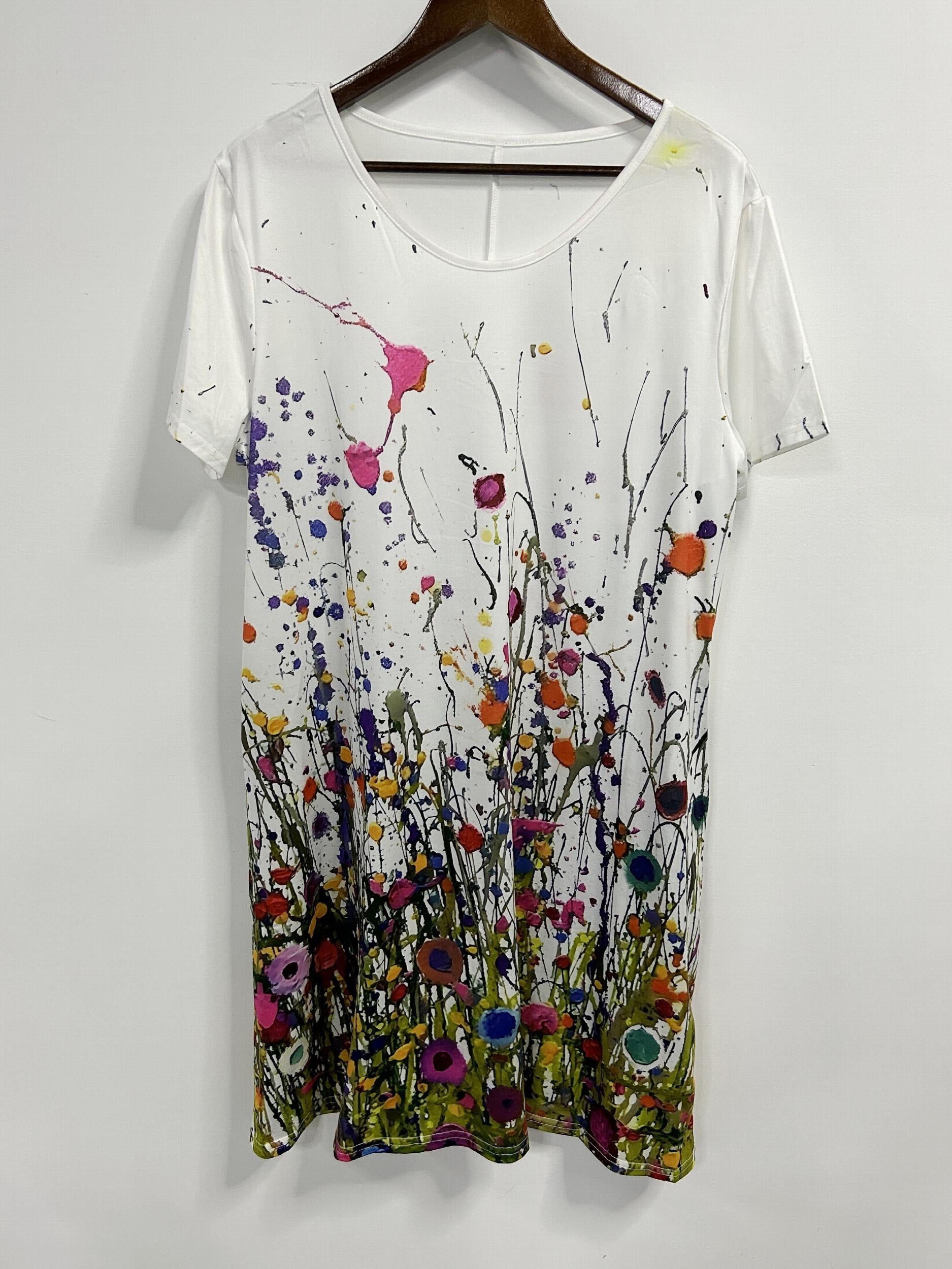 Plus Floral Print Round Neck Dress