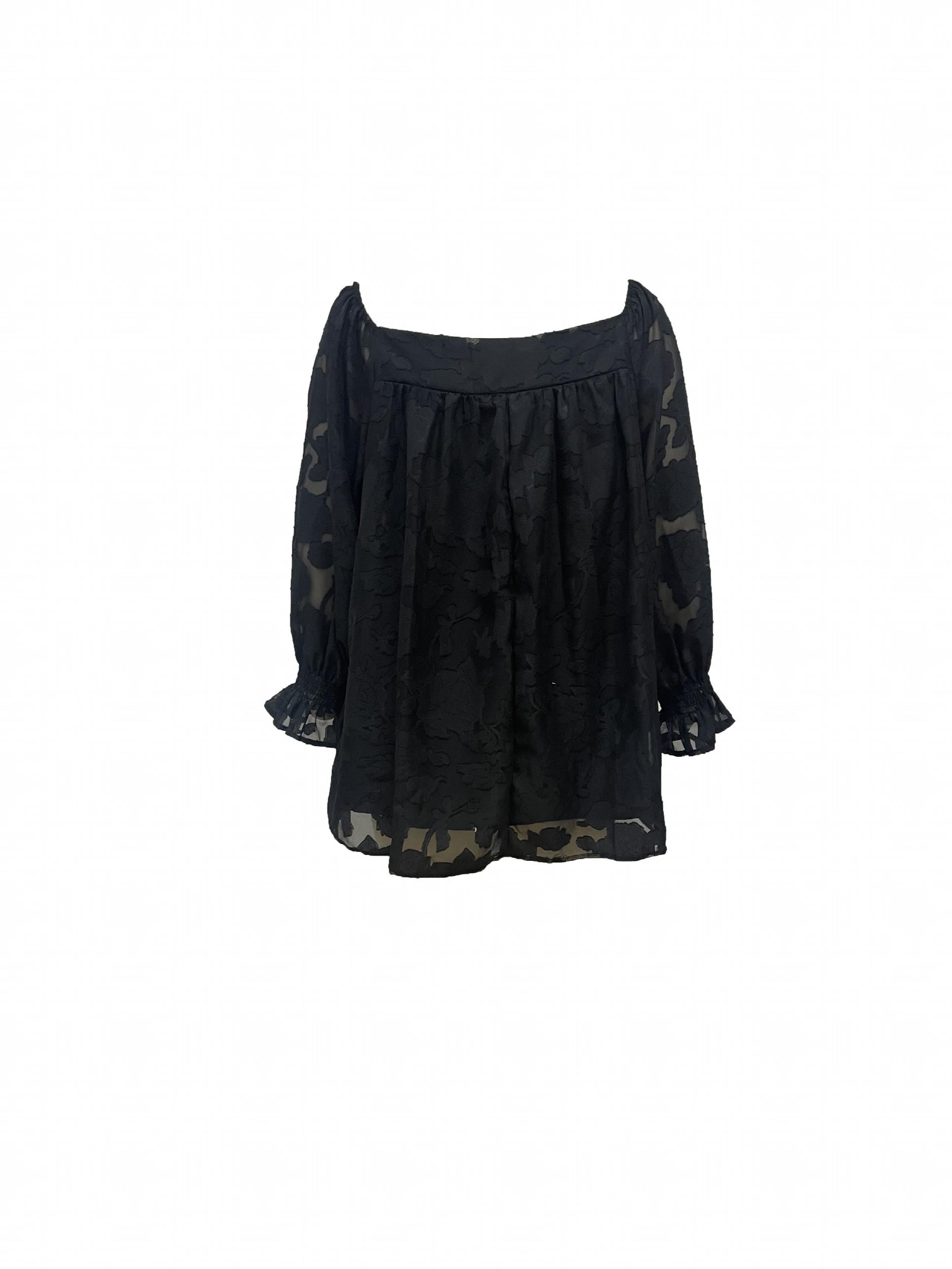  Casual Mesh Flounce Sleeve Blouse