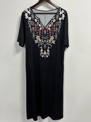 Plus Size Boho Dress Women's Plus Floral Embroidered Half Sleeve Dress
