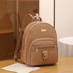 Quilted Glossy Large Capacity Backpack PU Leather Textured School Backpack