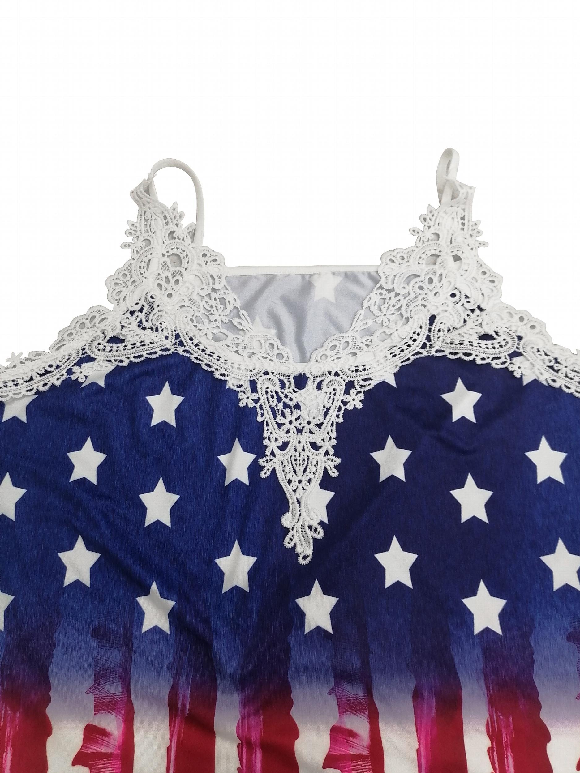 Plus Size Independence Cami Top Women's Plus Star & Striped Print V Neck