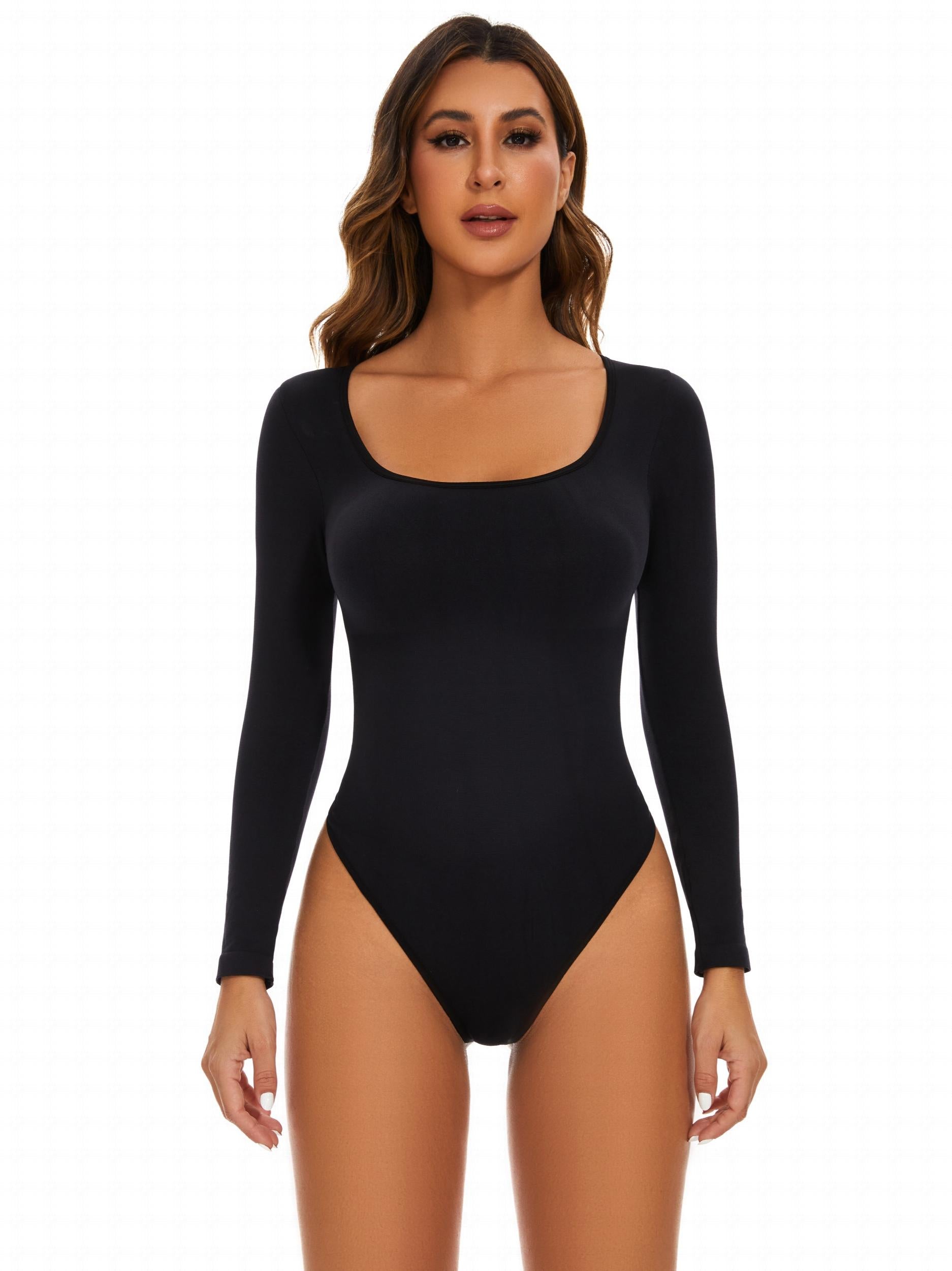 Square Neck Bodysuit Long Sleeve Shaper