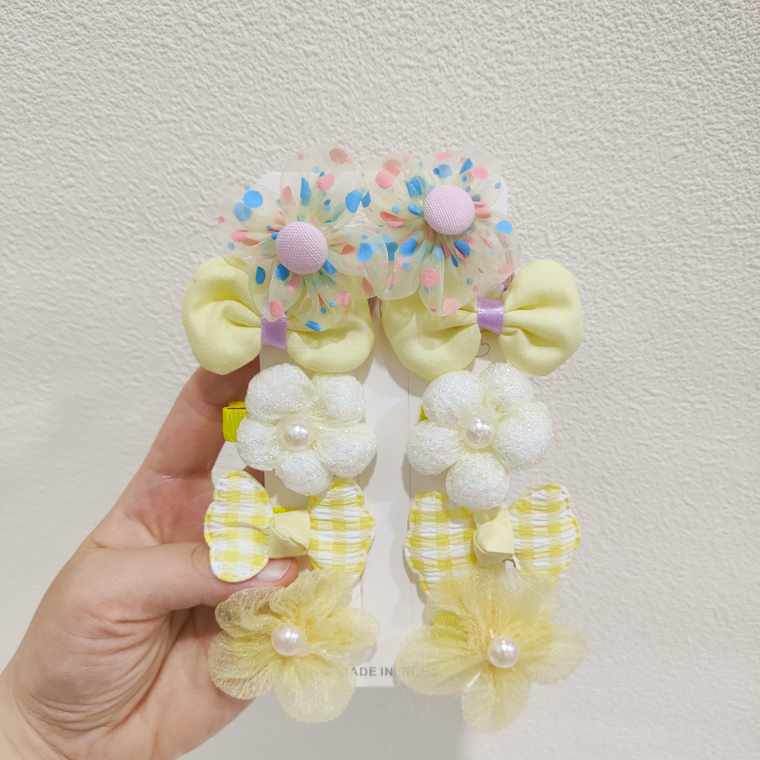 10pcs Flower Bowknot Hair Clips Fabric Barrette Sweet Hair Accessories