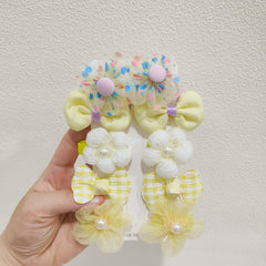 10pcs Flower Bowknot Hair Clips Fabric Barrette Sweet Hair Accessories