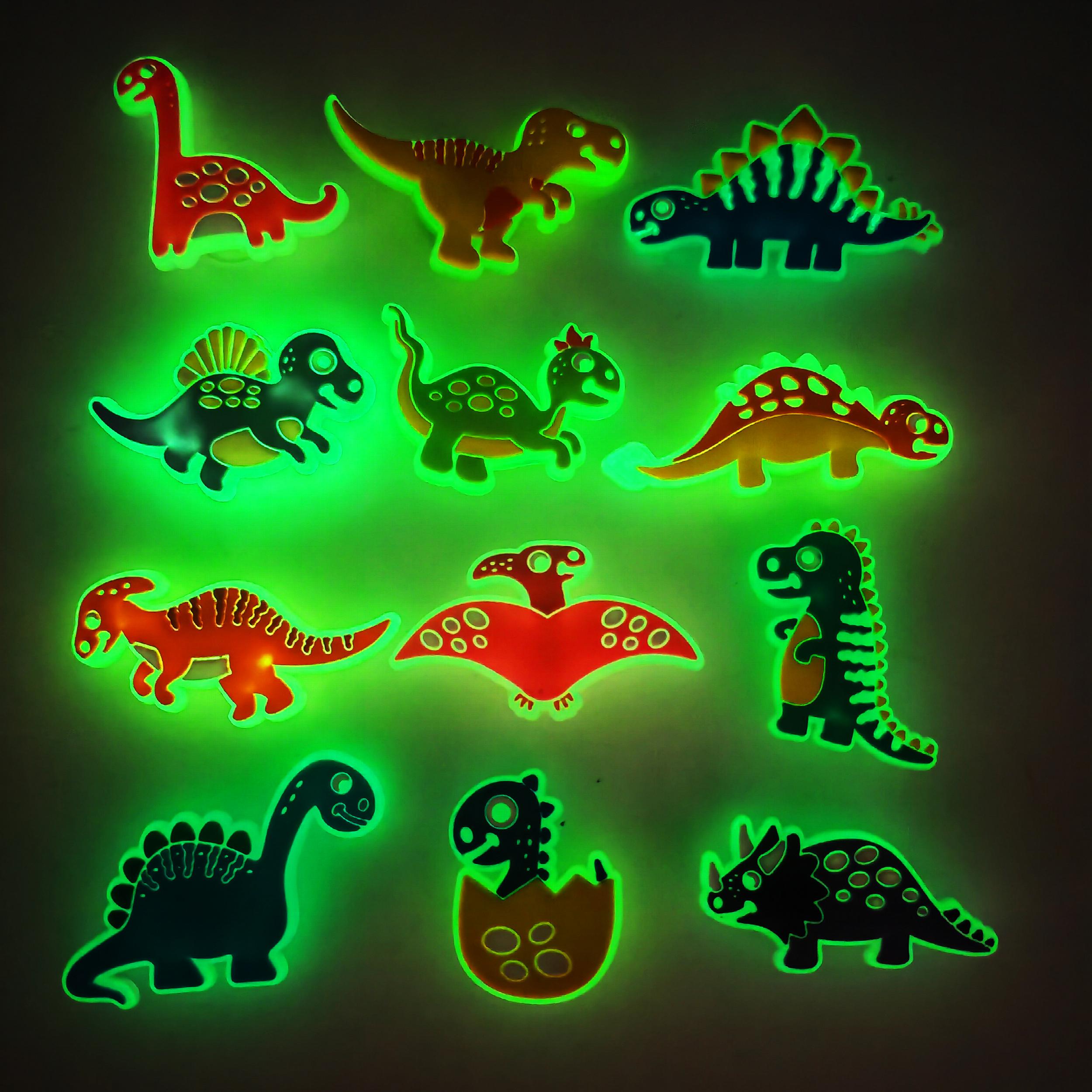 82pcs Dinosaur Shoe Charms For Crocs Luminous Decoration Boys PVC Pins Bracelets