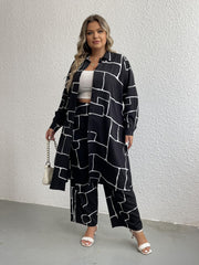  Geo Print Long Sleeve Button Shirt Dress