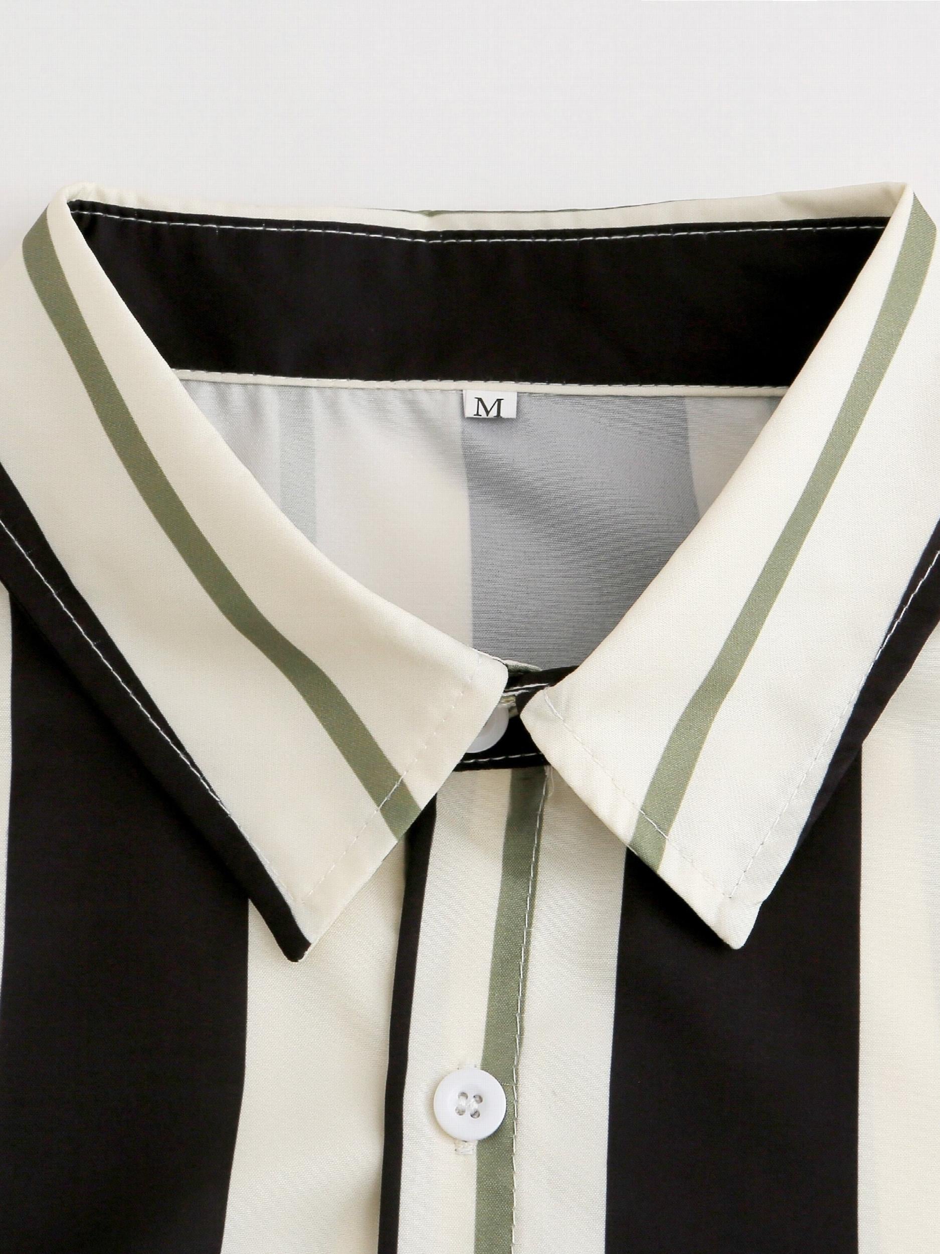 Stripe Print Men's Casual Short Sleeve Shirt - Summer Resort Tops