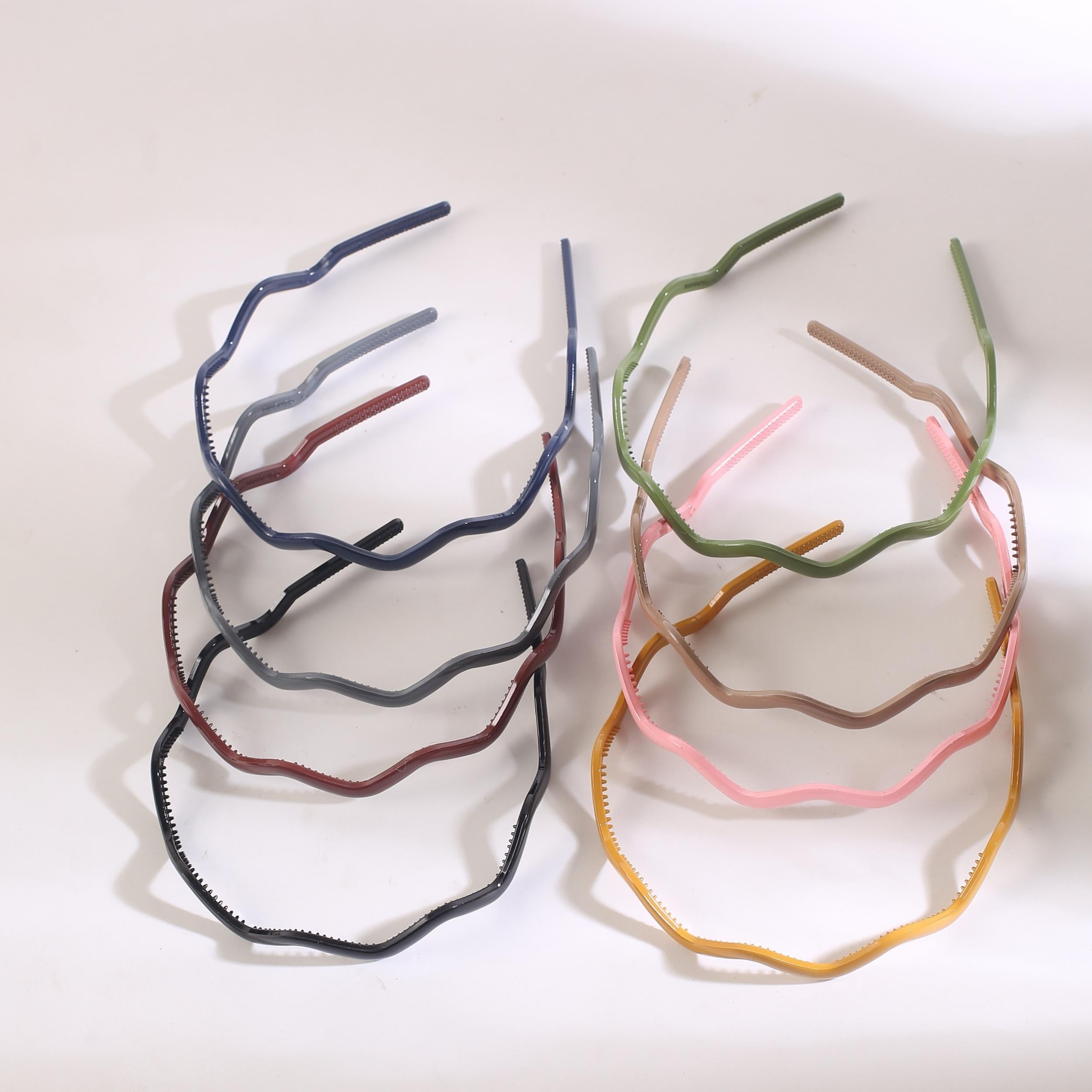 8pcs Solid Wavy Headband Style Head Hoop Hair Band For Girls Women