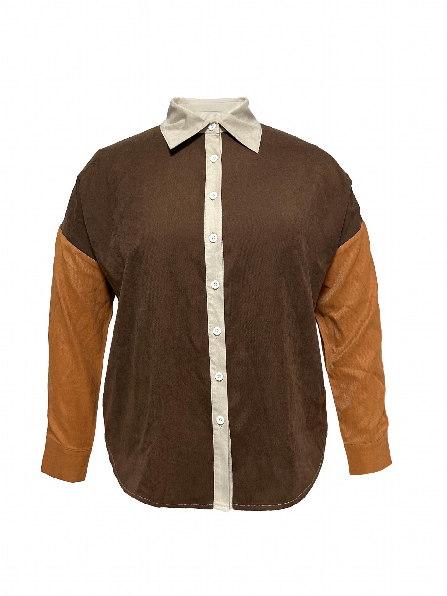  Colorblock Button Up Blouse
