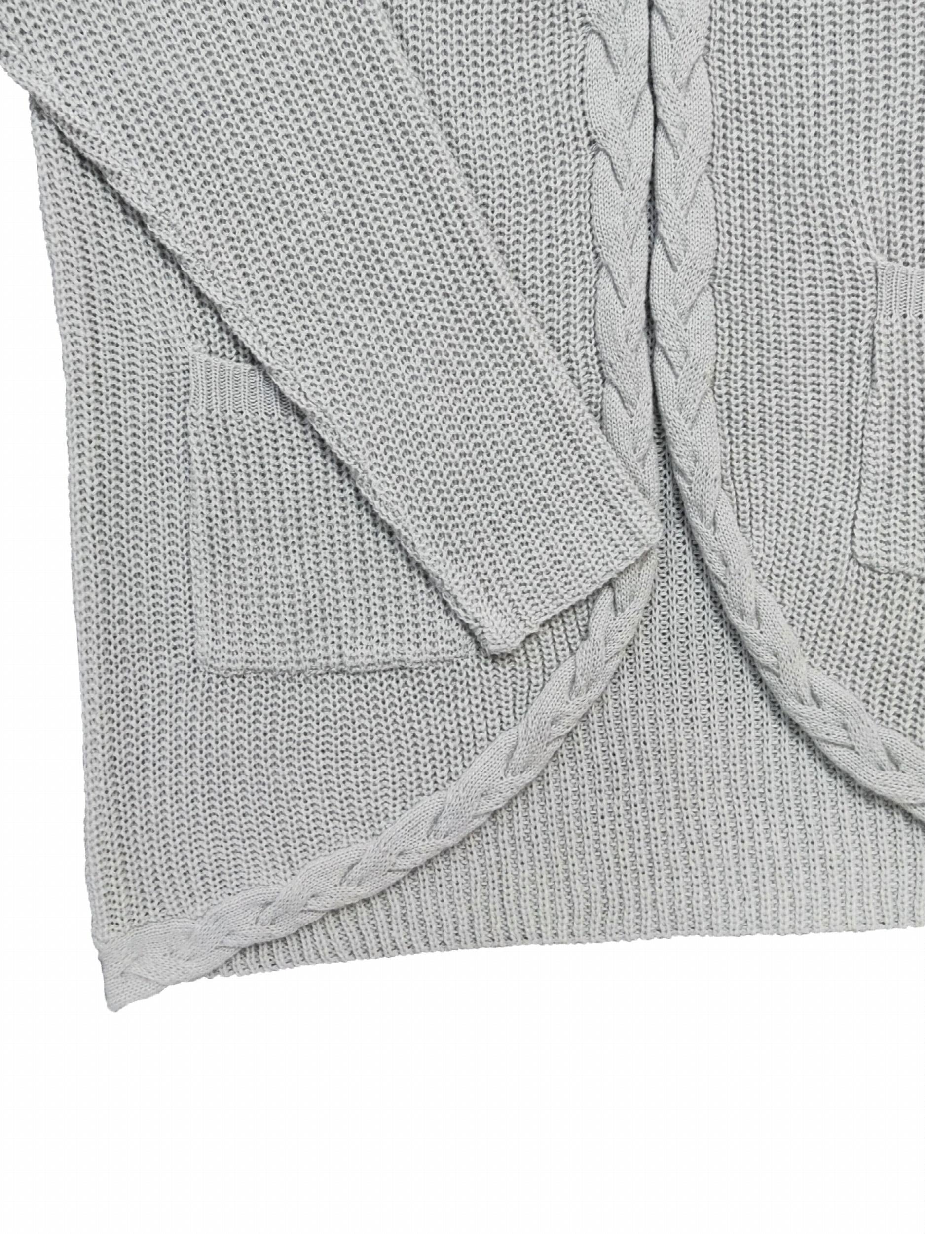  Cable Long Sleeve Open Front Cardigan With Pockets