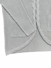  Cable Long Sleeve Open Front Cardigan With Pockets