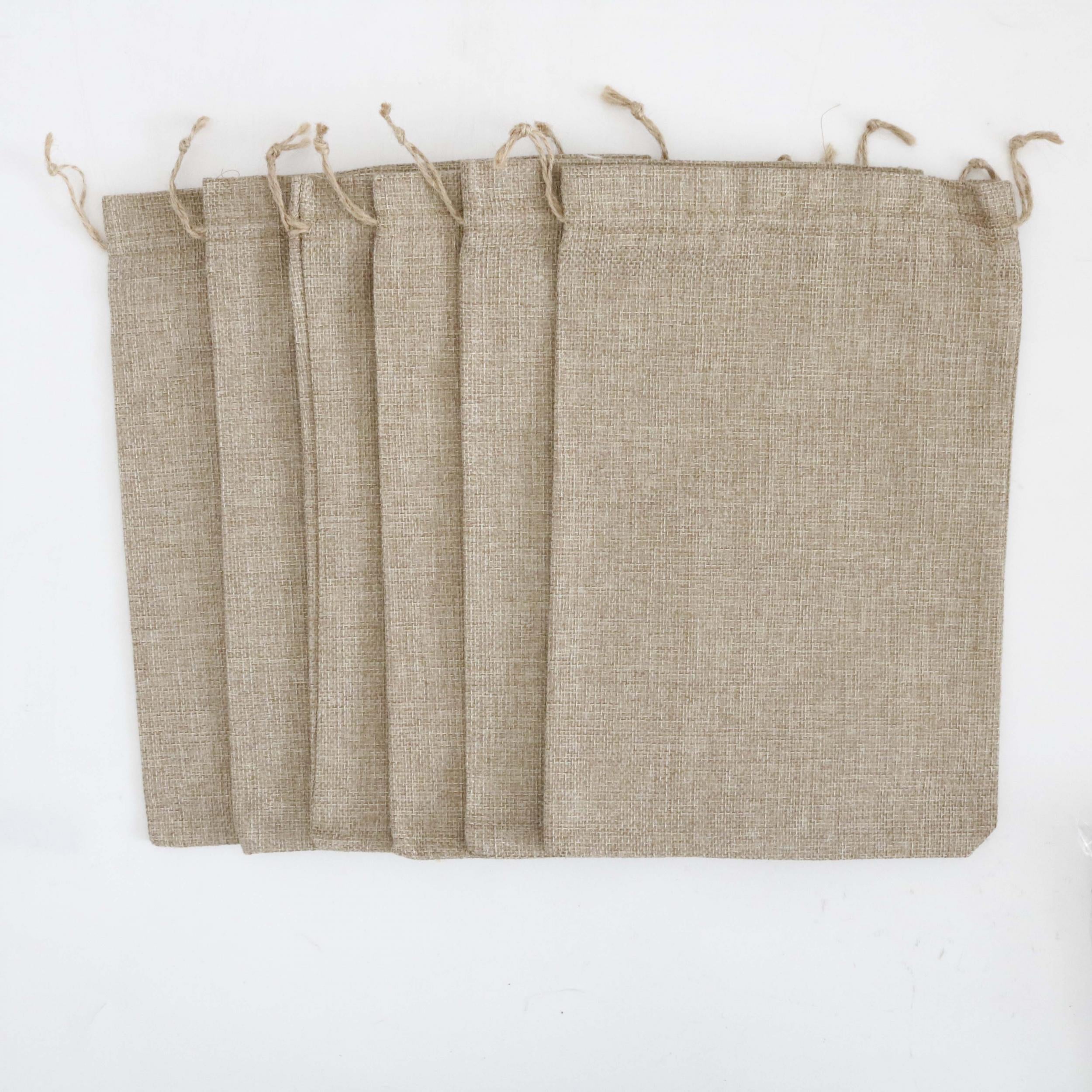 6pcs Burlap Vegetable Bags Drawstring Pouches
