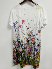 Plus Floral Print Round Neck Dress
