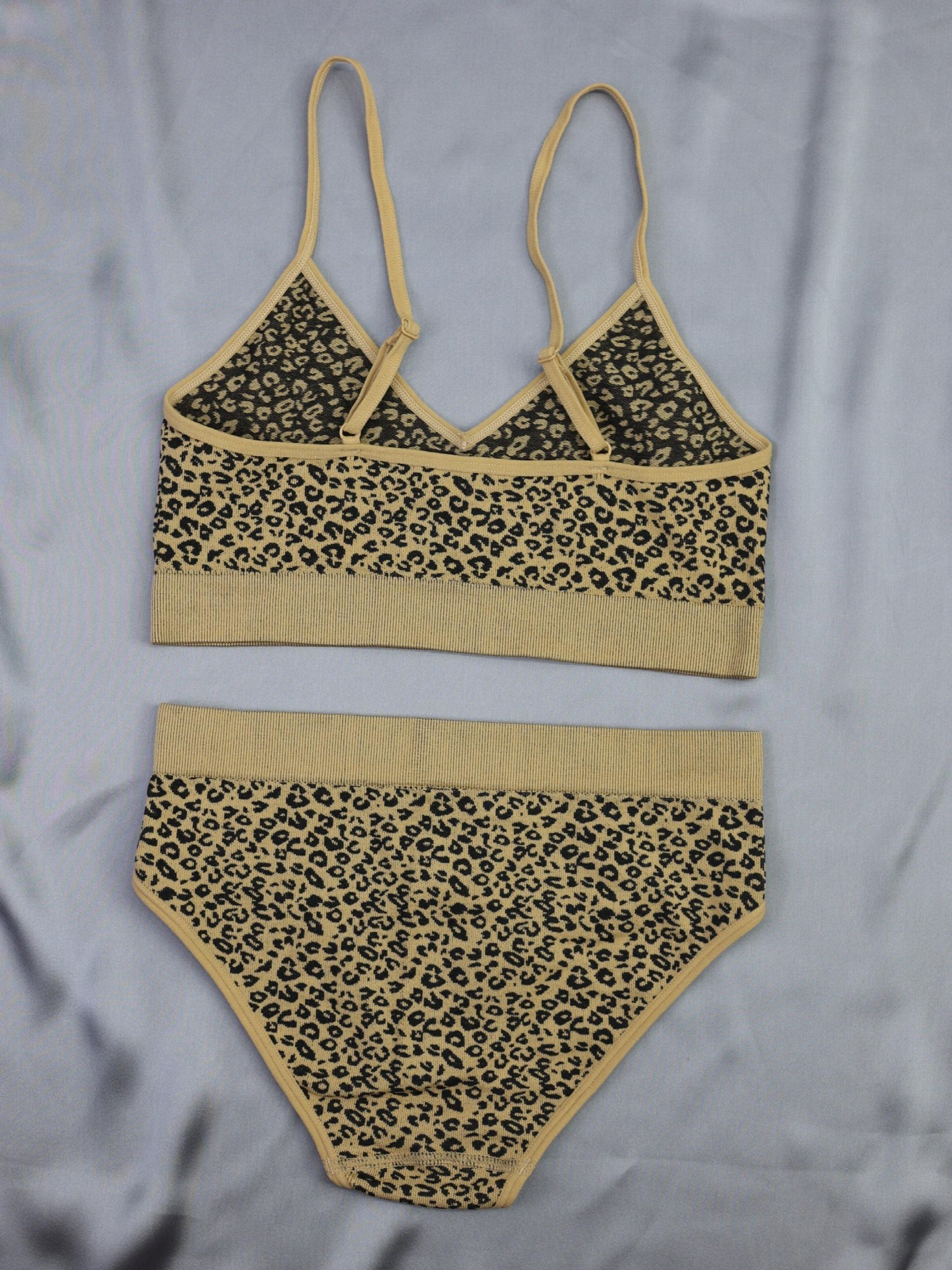 Leopard Print Bra & Panties Lingerie Set