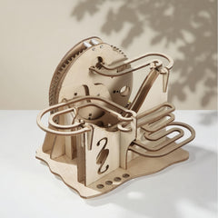 DIY 3D Wooden Marble Run Puzzle Kit Rotating Mechanical Model