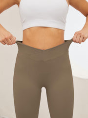 High Waist Seamless Sporty Pants Flared Leg Sports Trousers