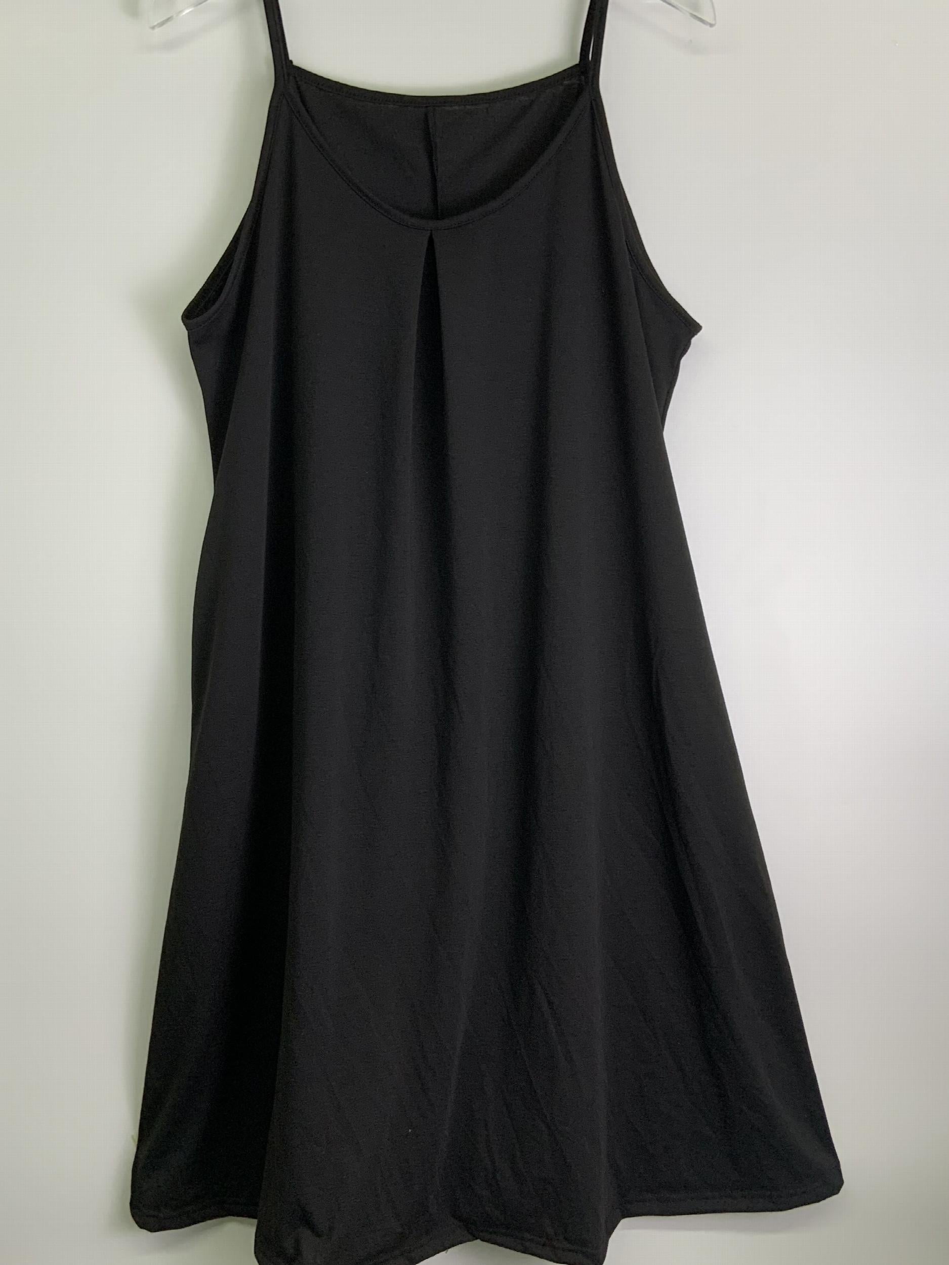  Casual Summer Dress Women's Solid Round Neck Cami Dress With Pockets
