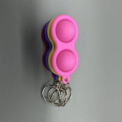 Silicone Keychain Hand Squeeze Pinch Lock Grip Sensory Double Circle Toy