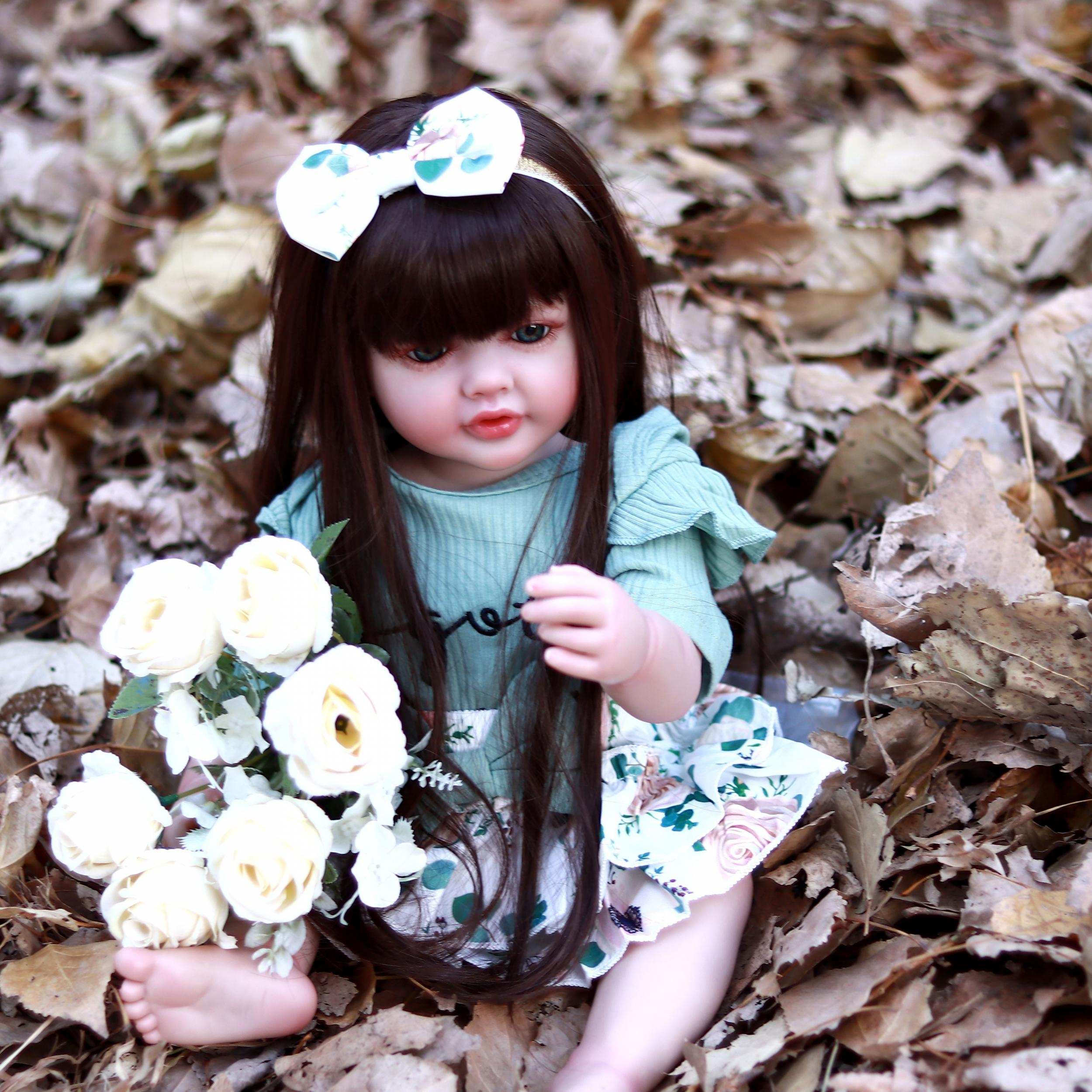 22in Realistic Full Body Silicone Long Hair Reborn Doll