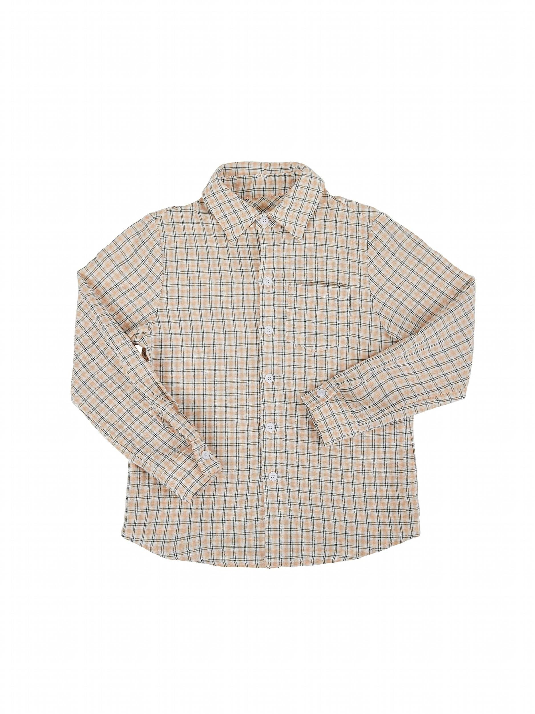 Kids Plaid Shirt Long Sleeve Collared Casual Top Boys Summer