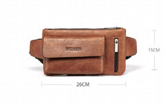 Men's PU Leather Waist Bag Travel Fanny Pack Belt Pouch Cell Phone Sling Bag