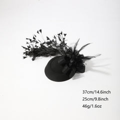 Women Faux Feather Head Piece Wedding Hat Derbyhat