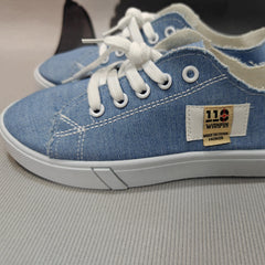 Women's Canvas Lace Up Flat Sneakers Lightweight Low Top Shoes