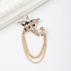 Skull Star Rhinestone Tassel Brooch Pin for Wedding Banquet