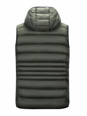 Hooded Vest Men's Zip Up Casual Winter Vest
